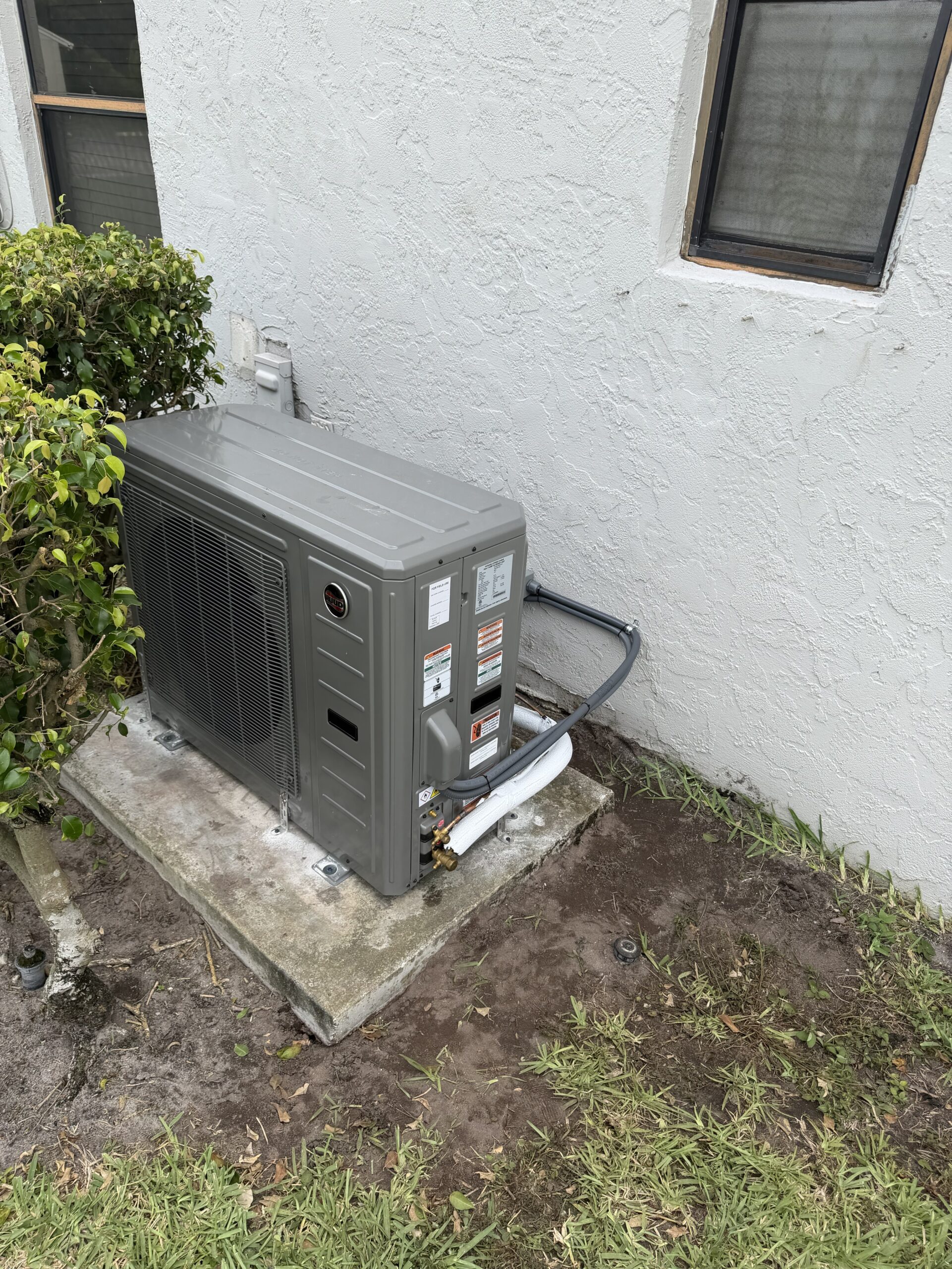 New mini split outdoor unit installed by Prime Air — ductless AC installation Palm Beach County
