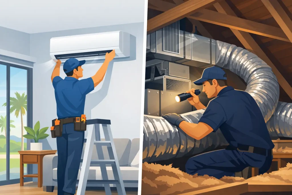 Ductless Versus Ducted Air Conditioning Compared